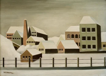 Paysage industriel sous la neige